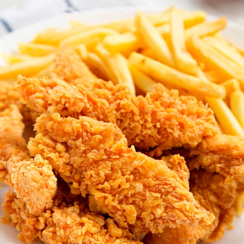 Tender con papas fritas