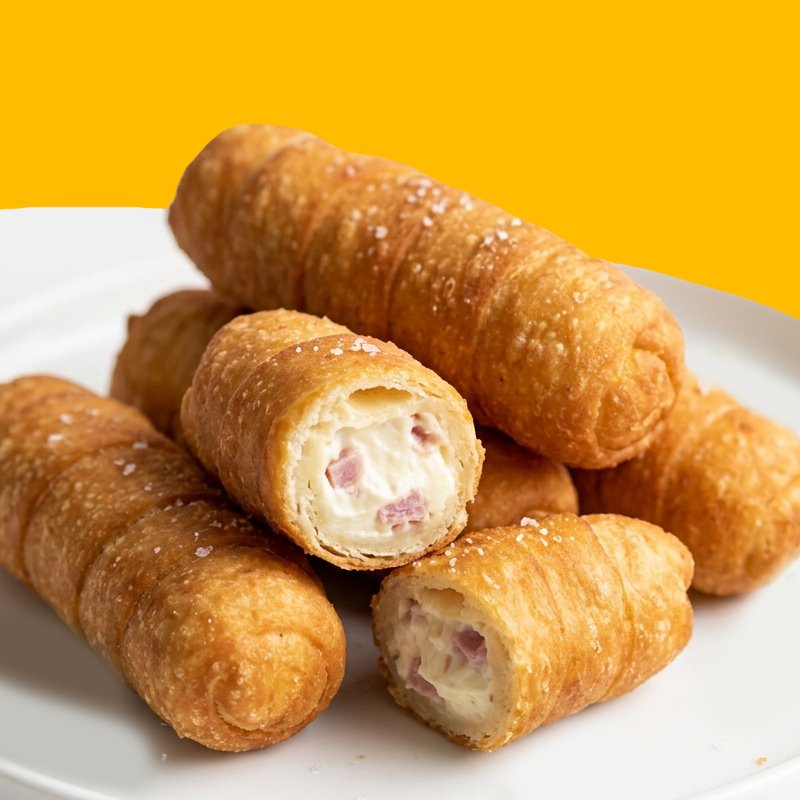 Tequeños de queso crema y jamón (8 cm)